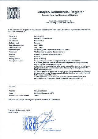 Certified commercial register extract (page 1)