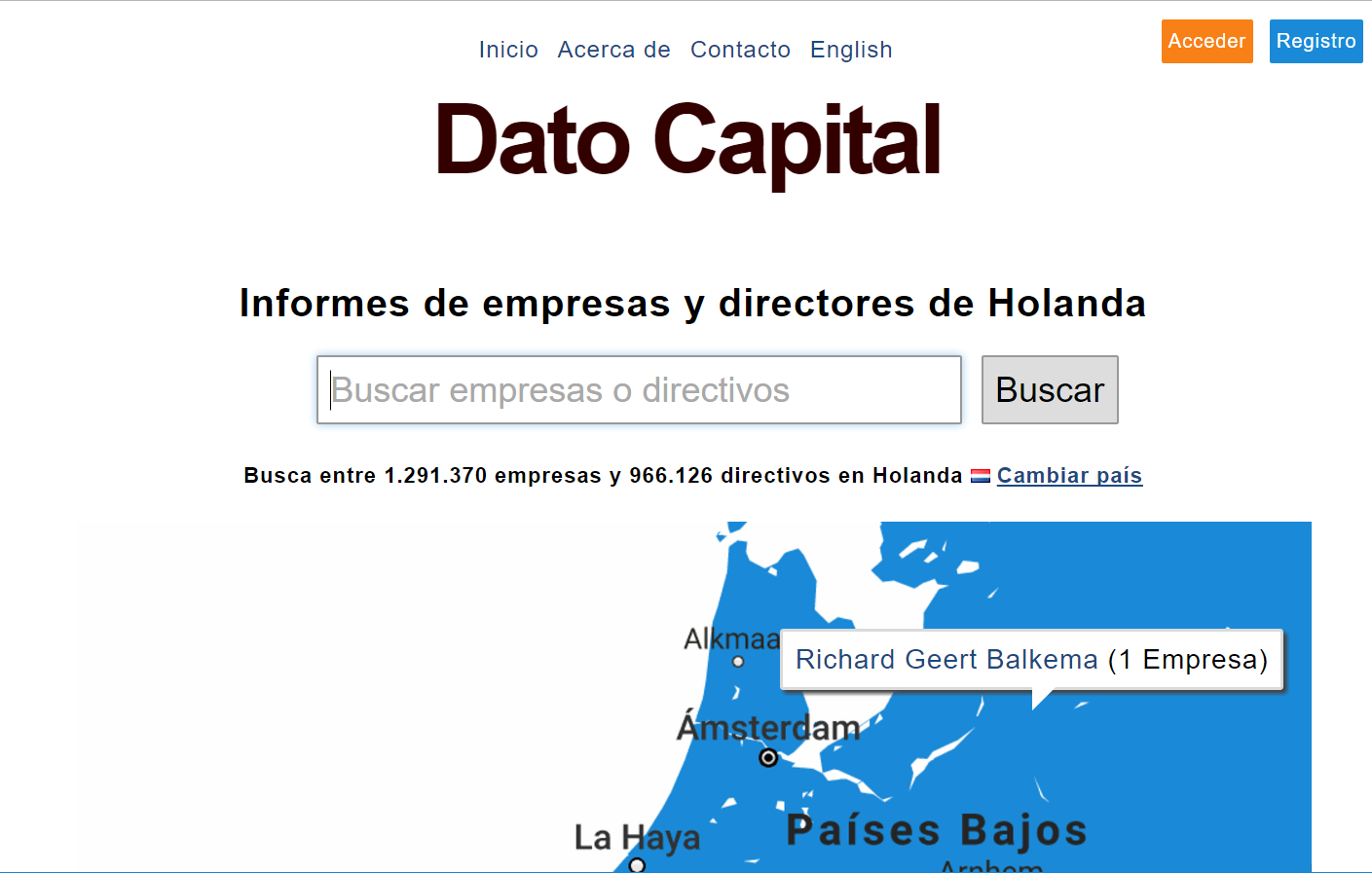Página de país de Dato Capital